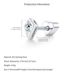 925 Sterling Silver Kite Cut Moissanite Cartilage Stud 110100101