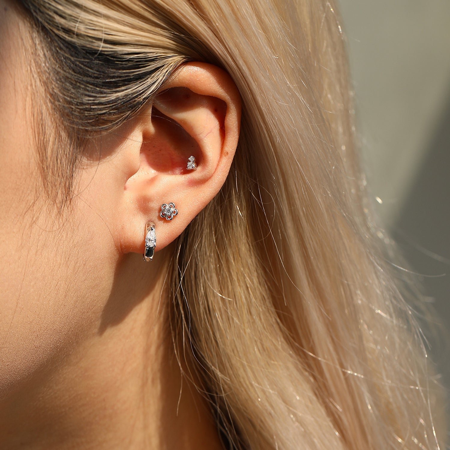 925 Sterling Silver Two-Stone Moissanite Cartilage Stud 110100102