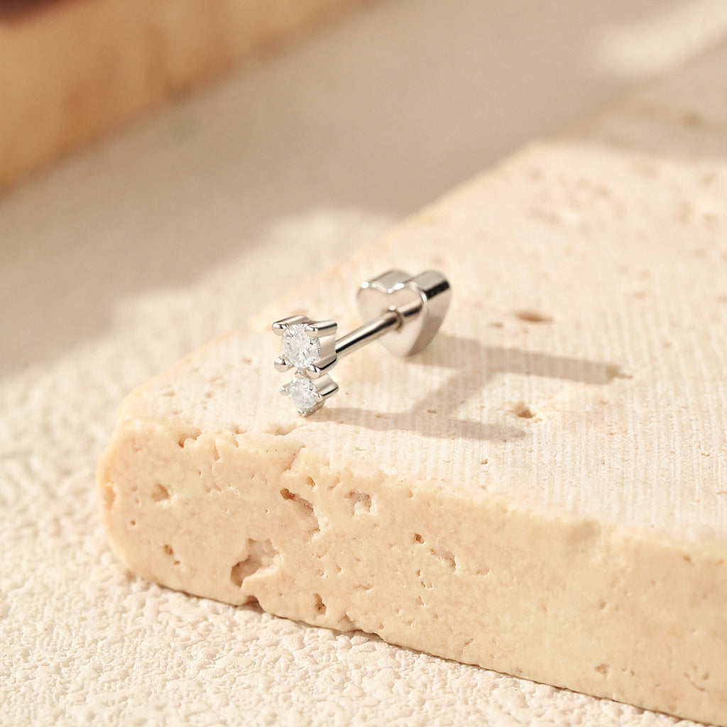 925 Sterling Silver Two-Stone Moissanite Cartilage Stud 110100102