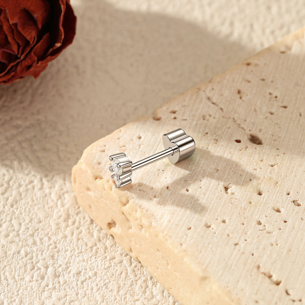 925 Sterling Silver Two-Stone Moissanite Cartilage Stud 110100102