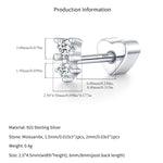 925 Sterling Silver Two-Stone Moissanite Cartilage Stud 110100102