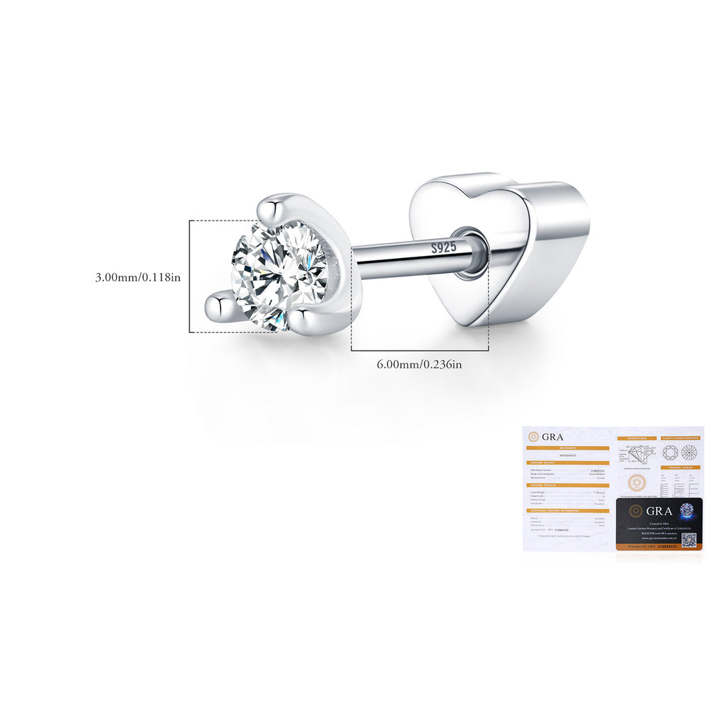 925 Sterling Silver Moissanite Minimalist Cartilage Stud 110100104