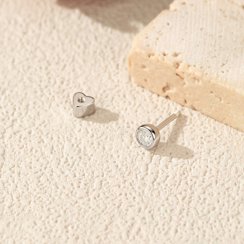 925 Sterling Silver Moissanite Bezel Bubble Cartilage Stud 110100105