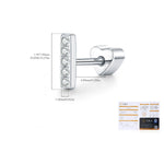 925 Sterling Silver Moissanite Pavé Bar Cartilage Stud 110100106