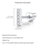 925 Sterling Silver Moissanite Pavé Bar Cartilage Stud 110100106