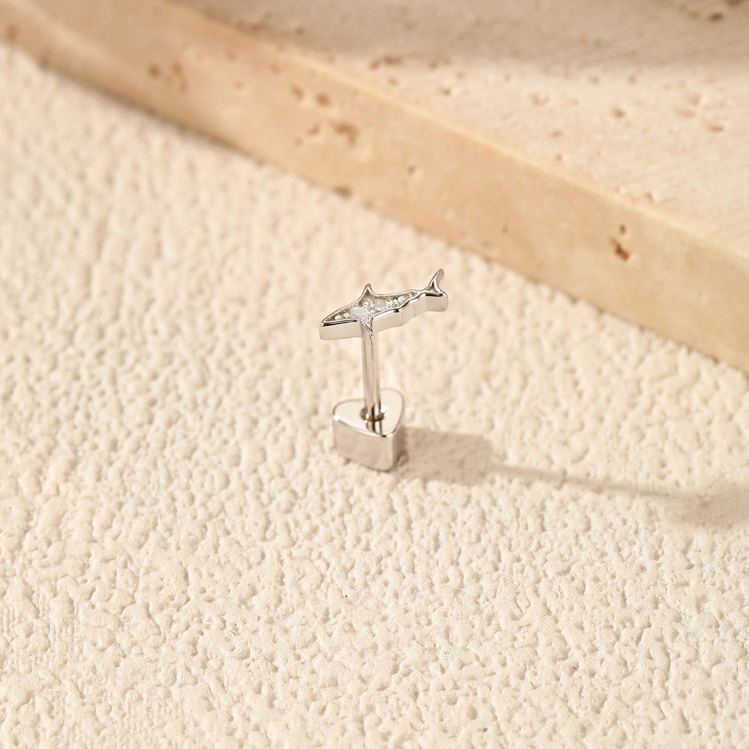 925 Sterling Silver Moissanite Shark Cartilage Stud 110100107
