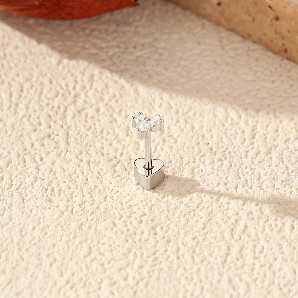 925 Sterling Silver Moissanite Cluster Cartilage Stud 110100108
