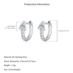 925 Sterling Silver Pear Cut Moissanite Huggie Hoop Earrings 110100109