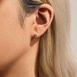 925 Sterling Silver Pear Cut Moissanite Huggie Hoop Earrings 110100109