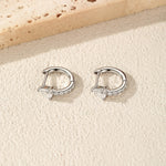 925 Sterling Silver Pear Cut Moissanite Huggie Hoop Earrings 110100109