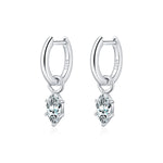 925 Sterling Silver Marquise Moissanite Dangle Hoop Earrings 110100110