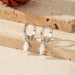 925 Sterling Silver Marquise Moissanite Dangle Hoop Earrings 110100110