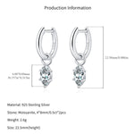 925 Sterling Silver Marquise Moissanite Dangle Hoop Earrings 110100110