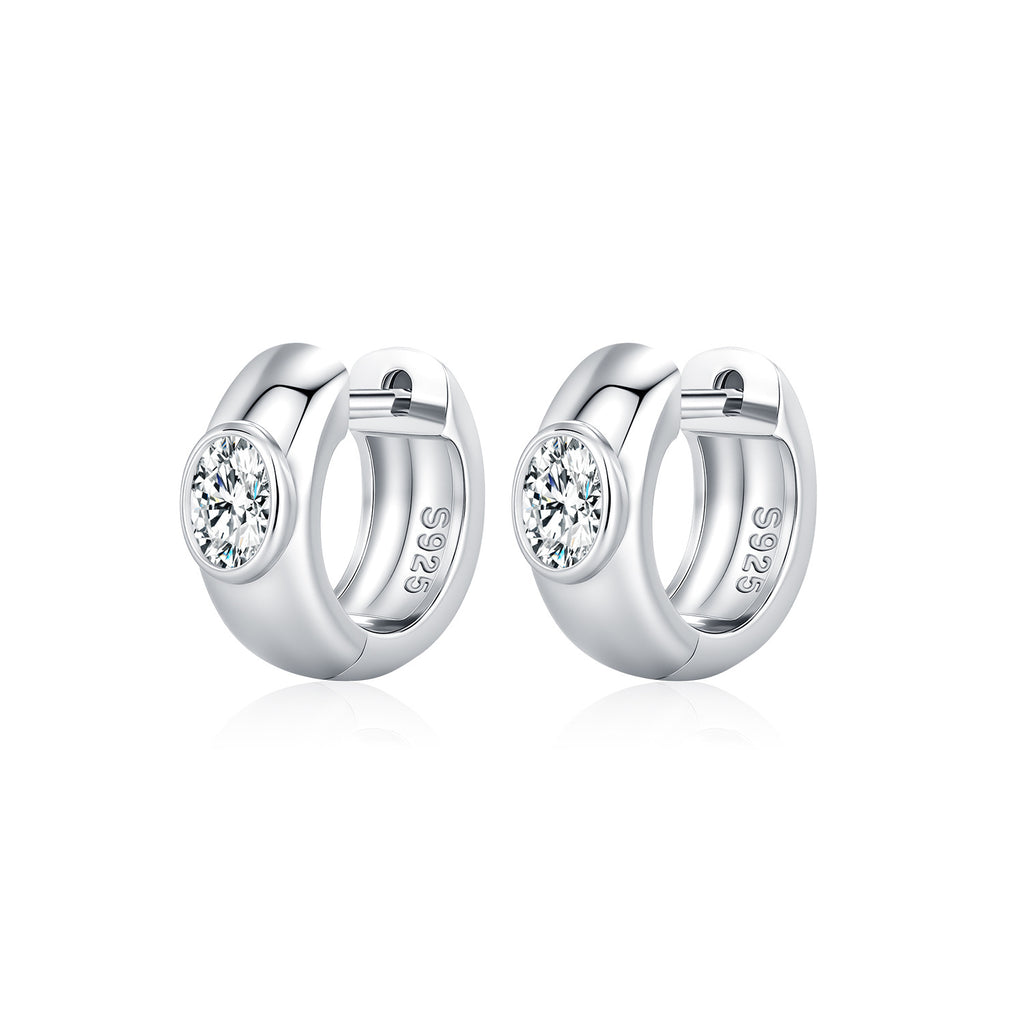 925 Sterling Silver Moissanite Bubble Huggie Hoop Earrings 110100111