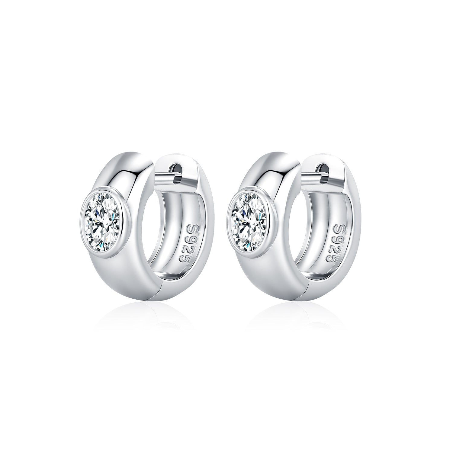 925 Sterling Silver Moissanite Bubble Huggie Hoop Earrings 110100111