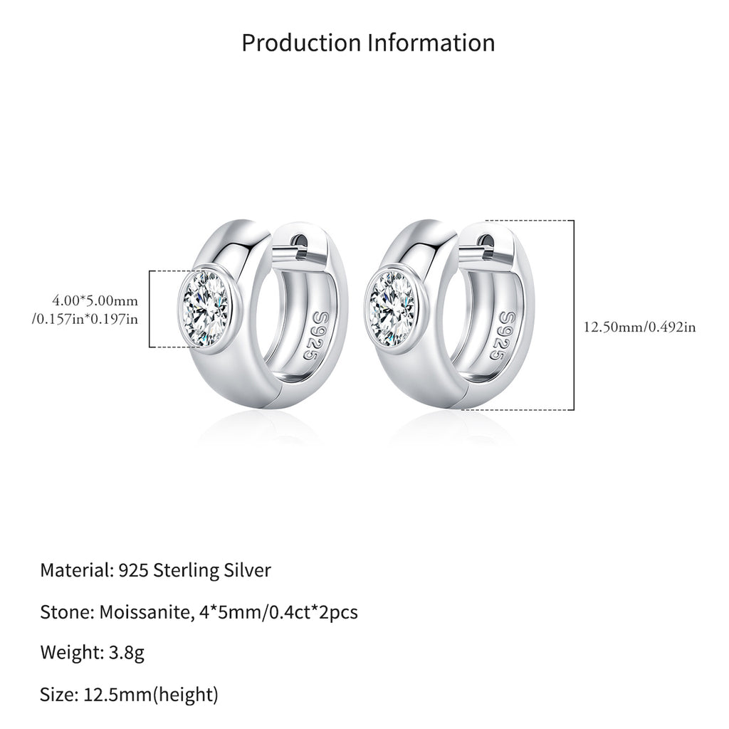 925 Sterling Silver Moissanite Bubble Huggie Hoop Earrings 110100111