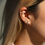 925 Sterling Silver Moissanite Bubble Huggie Hoop Earrings 110100111