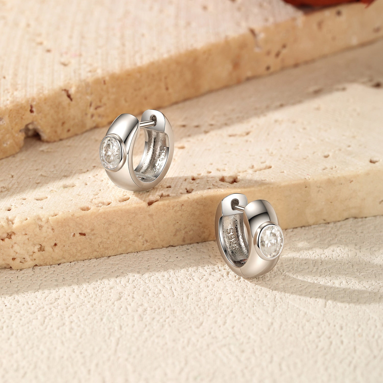 925 Sterling Silver Moissanite Bubble Huggie Hoop Earrings 110100111