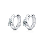 925 Sterling Silver Pear Cut Moissanite Huggie Hoop Earrings 110100112