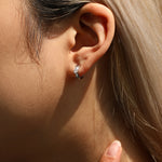 925 Sterling Silver Pear Cut Moissanite Huggie Hoop Earrings 110100112