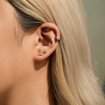 925 Sterling Silver Pear Cut Moissanite Huggie Hoop Earrings 110100112