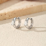 925 Sterling Silver Pear Cut Moissanite Huggie Hoop Earrings 110100112