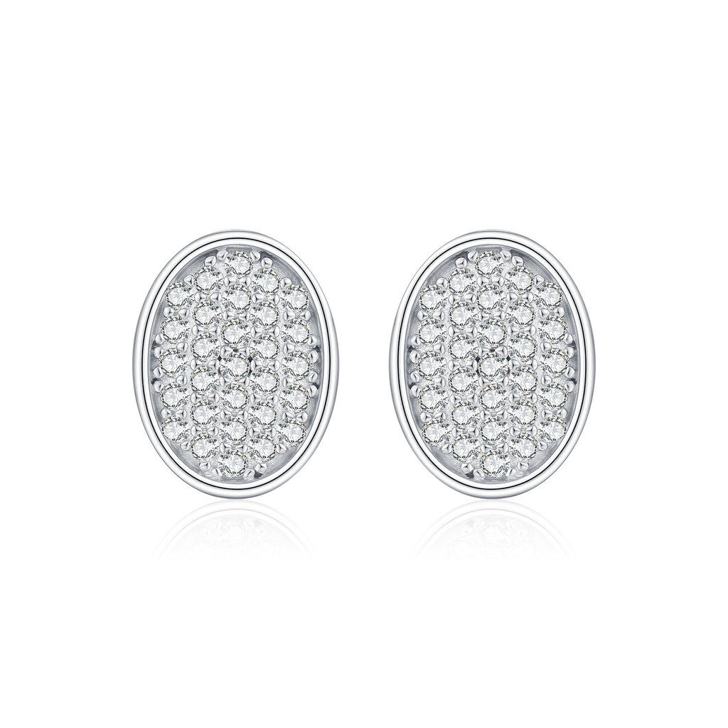 925 Sterling Silver Moissanite Oval Button Stud Earrings 110100113