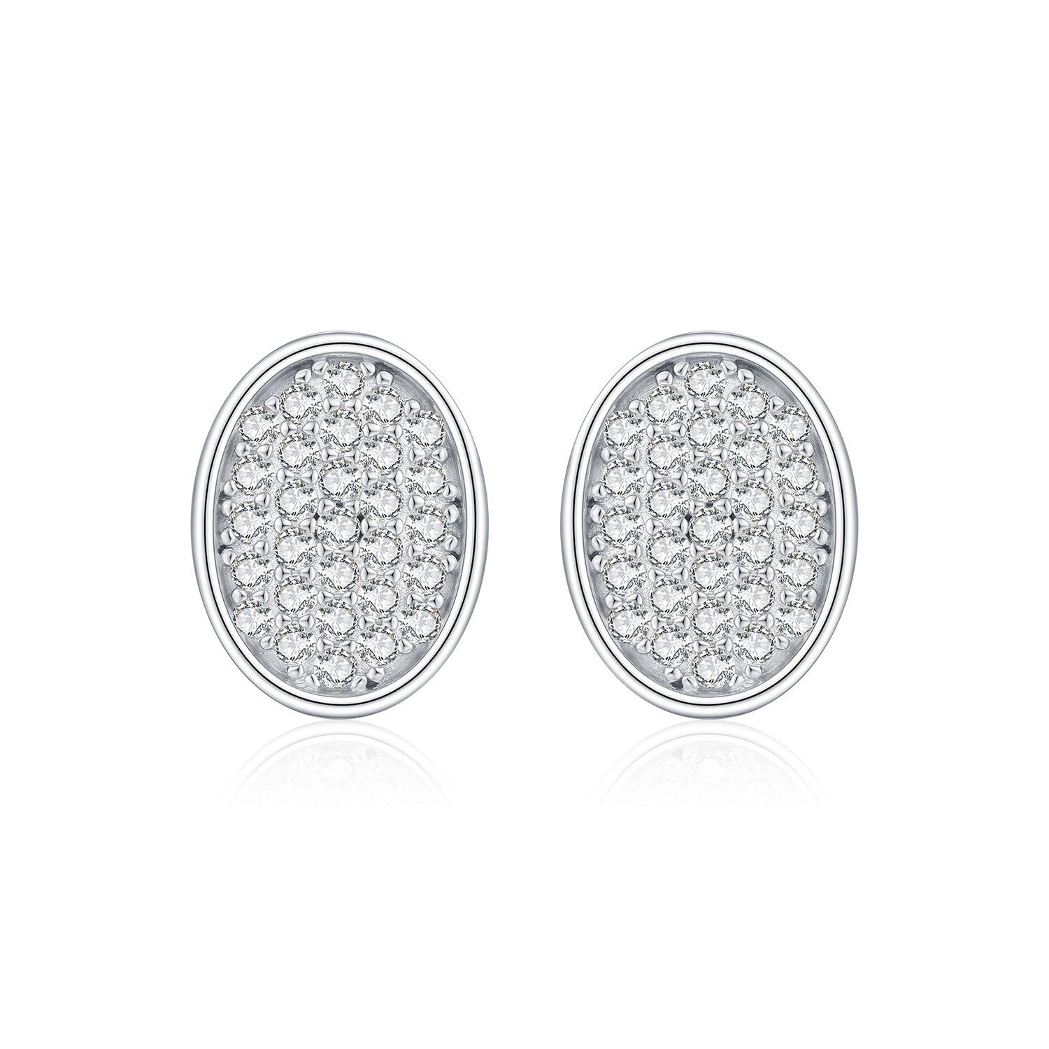 925 Sterling Silver Moissanite Oval Button Stud Earrings 110100113