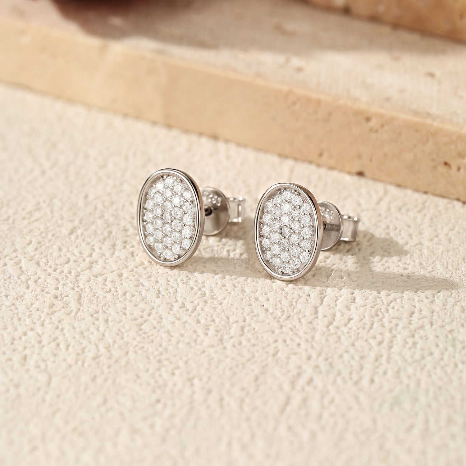 925 Sterling Silver Moissanite Oval Button Stud Earrings 110100113
