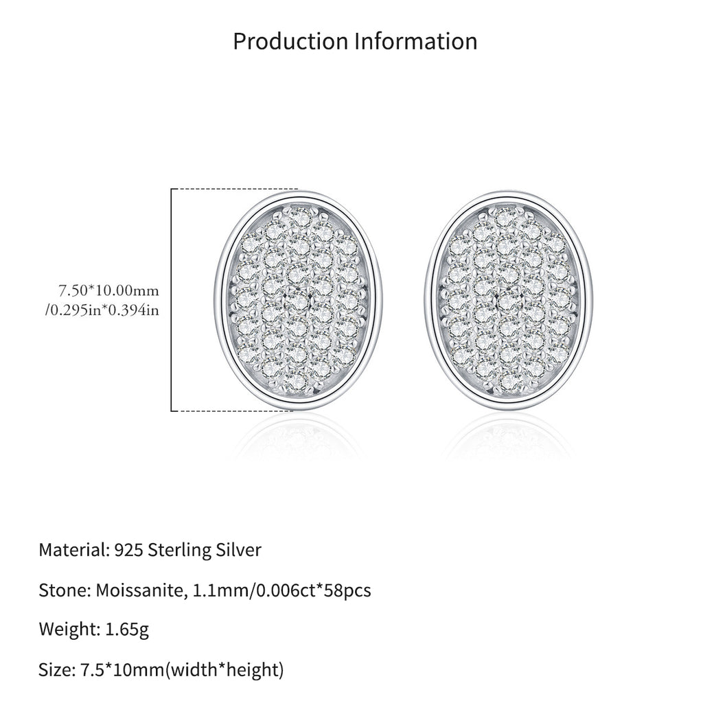 925 Sterling Silver Moissanite Oval Button Stud Earrings 110100113