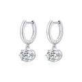 925 Sterling Silver 1ct Moissanite Dangle Hoop Earrings 110100114
