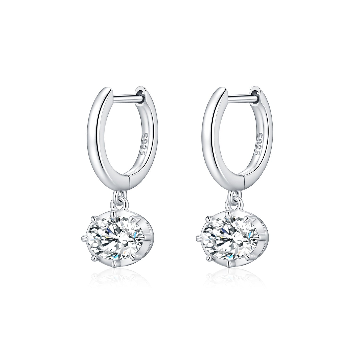 925 Sterling Silver 1ct Moissanite Dangle Hoop Earrings 110100114