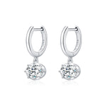 925 Sterling Silver 1ct Moissanite Dangle Hoop Earrings 110100114