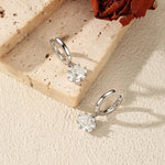 925 Sterling Silver 1ct Moissanite Dangle Hoop Earrings 110100114
