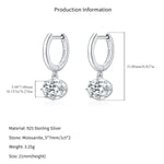 925 Sterling Silver 1ct Moissanite Dangle Hoop Earrings 110100114