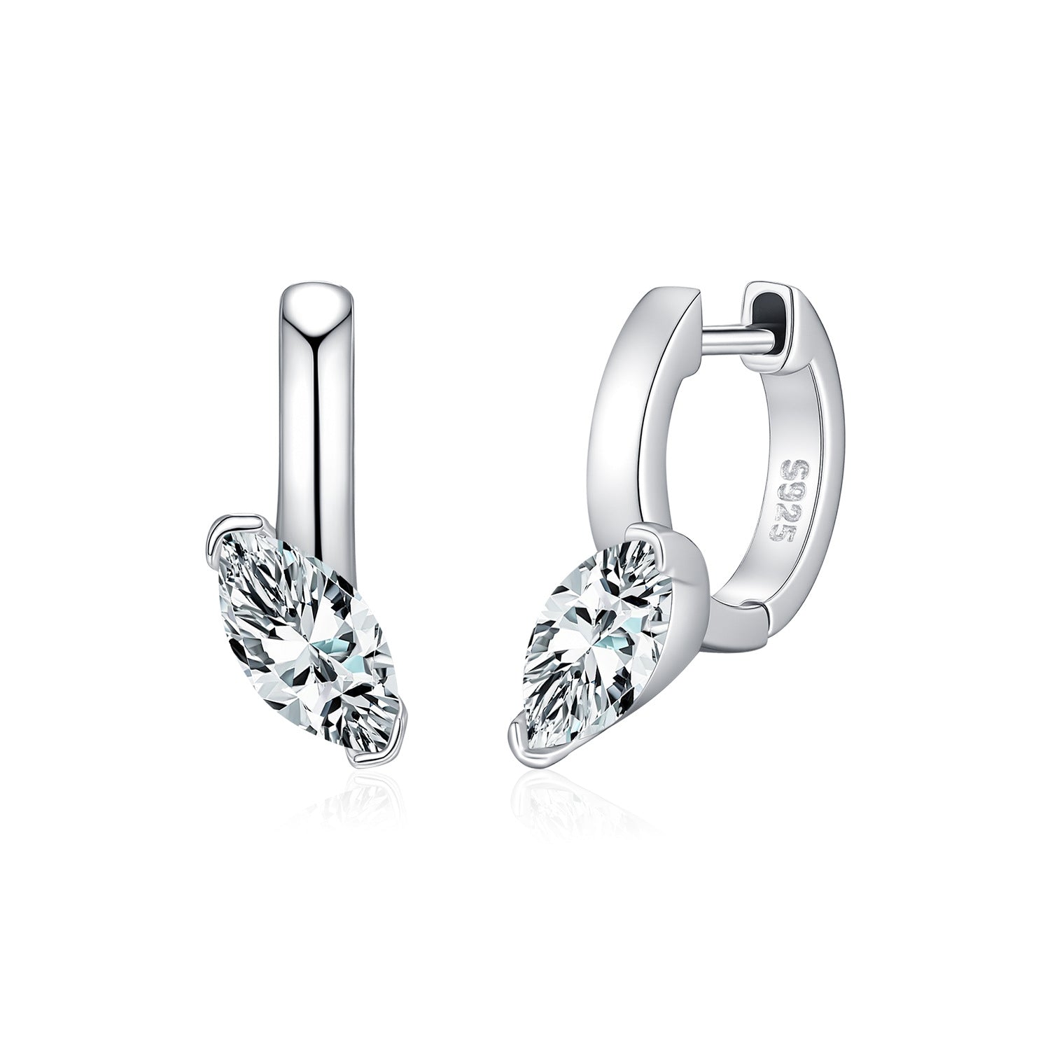 925 Sterling Silver 0.5ct Marquise Moissanite Hoop Earrings 110100115