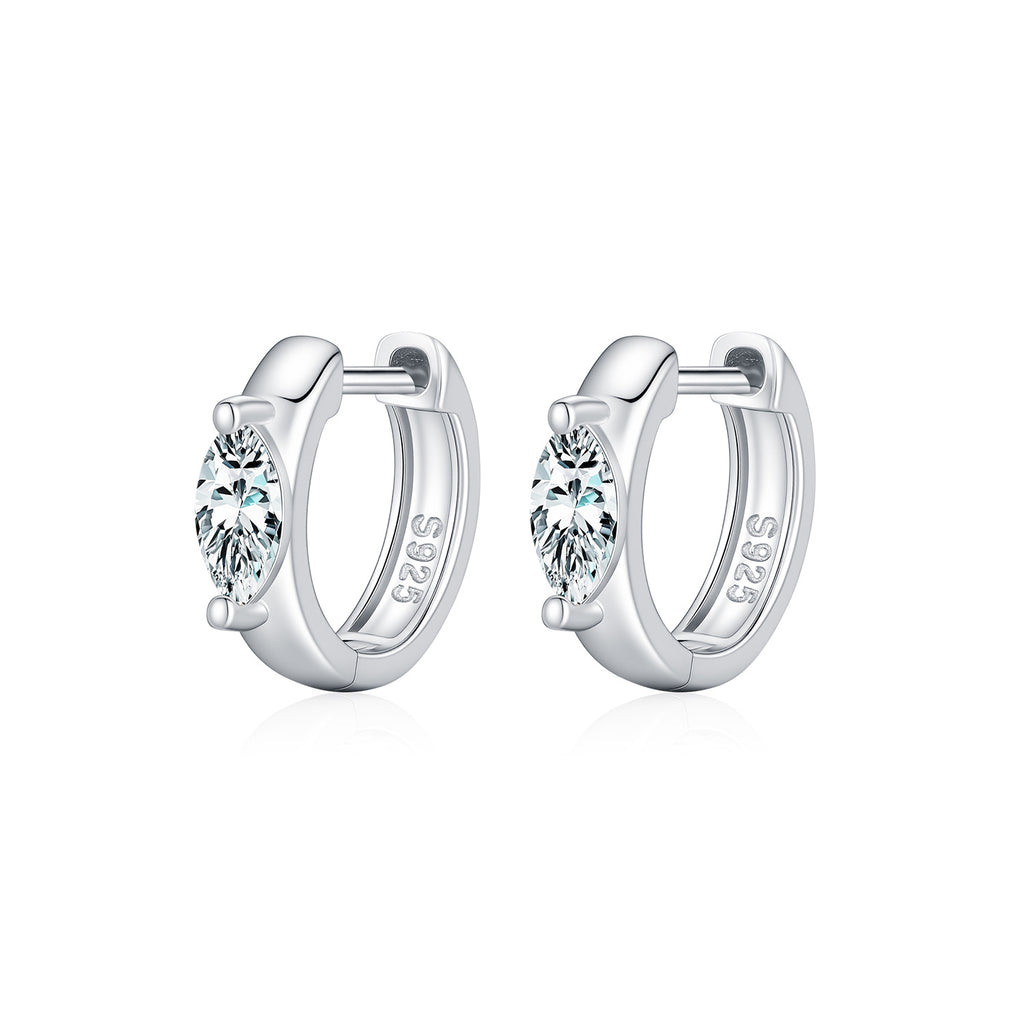 925 Sterling Silver 0.3ct Marquise Moissanite Huggie Hoop Earrings 110100116