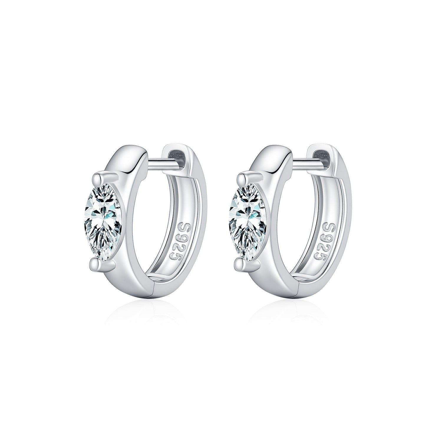 925 Sterling Silver 0.3ct Marquise Moissanite Huggie Hoop Earrings 110100116