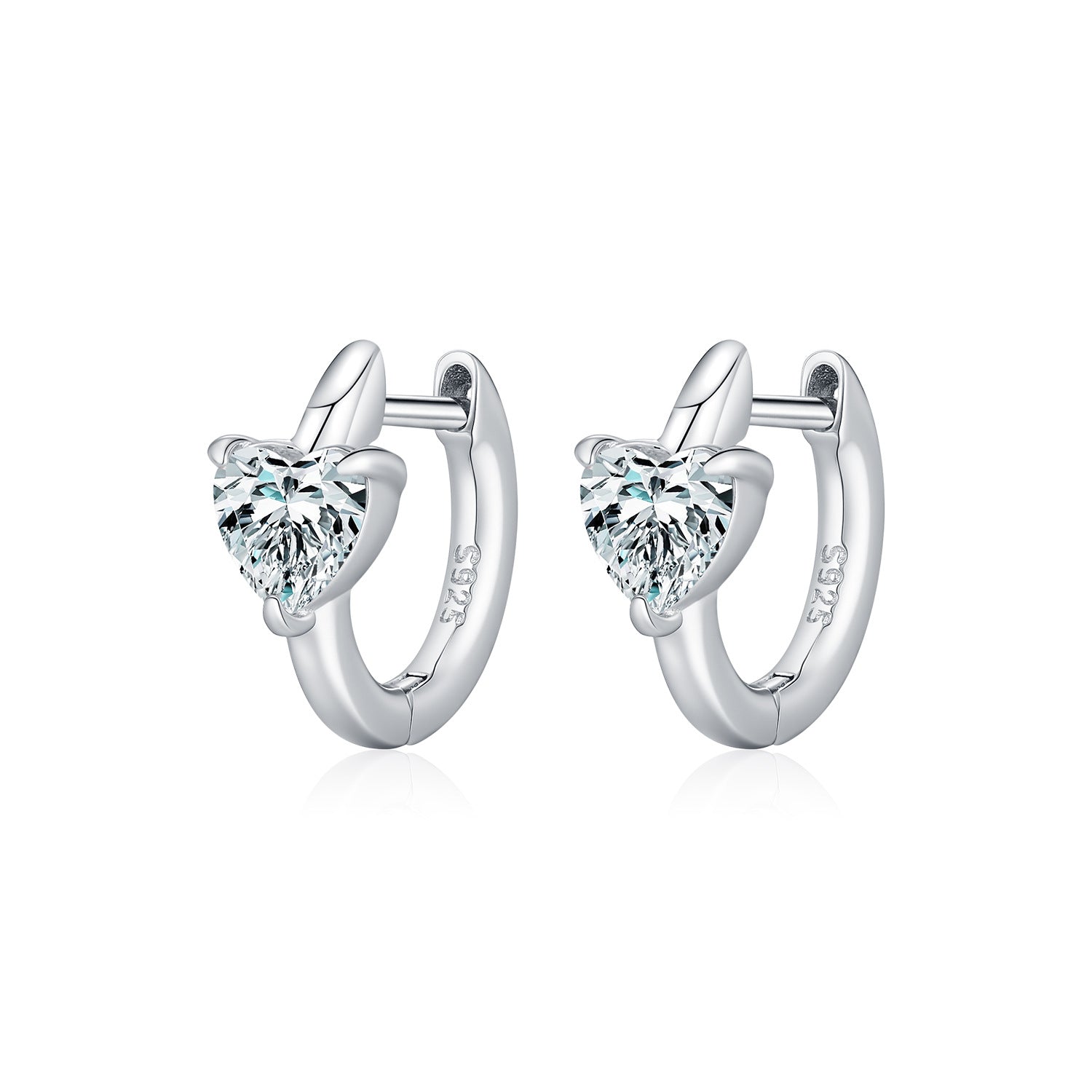 925 Sterling Silver 0.5ct Heart Moissanite Huggie Hoop Earrings 110100117