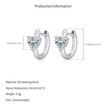 925 Sterling Silver 0.5ct Heart Moissanite Huggie Hoop Earrings 110100117