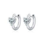925 Sterling Silver 0.5ct Heart Moissanite Huggie Hoop Earrings 110100117
