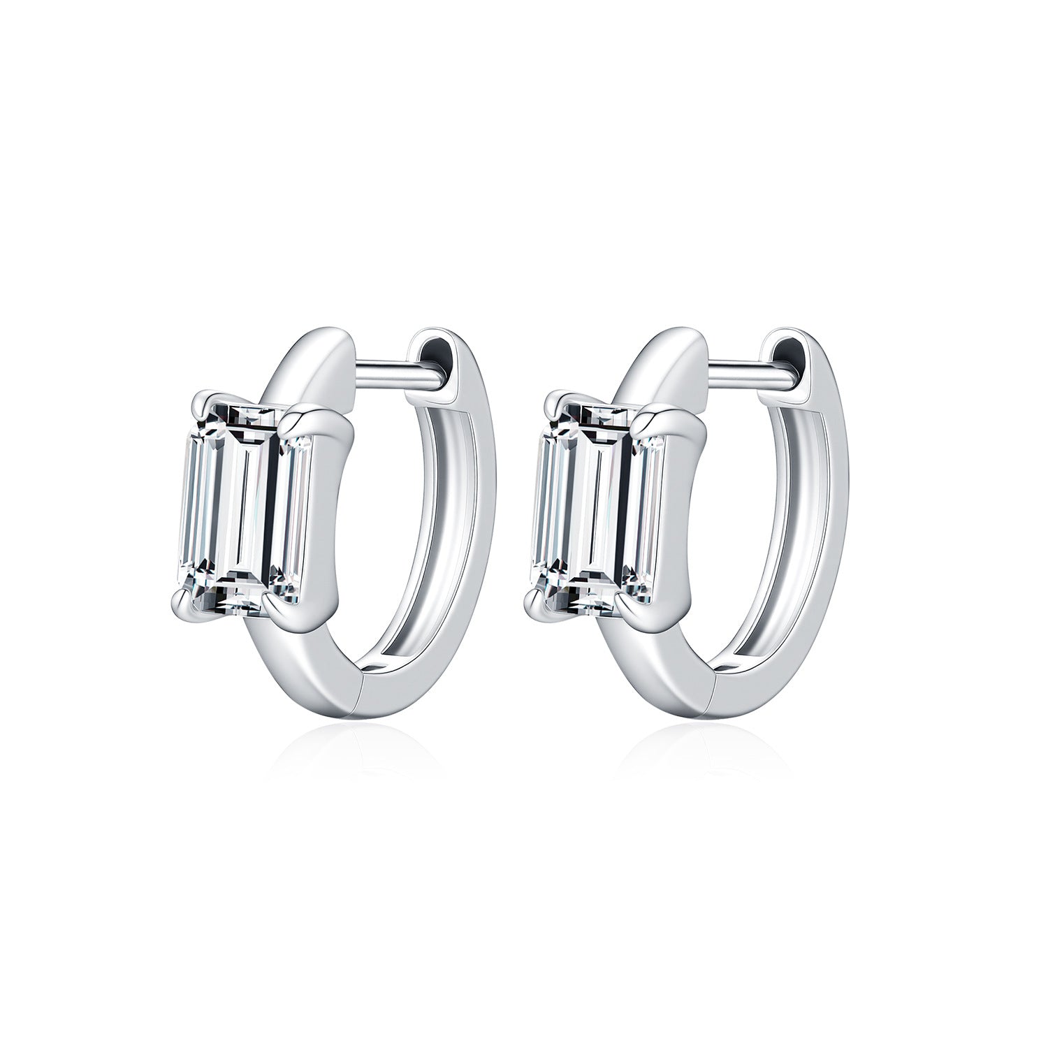 925 Sterling Silver 0.8ct Moissanite Huggie Hoop Earrings 110100118