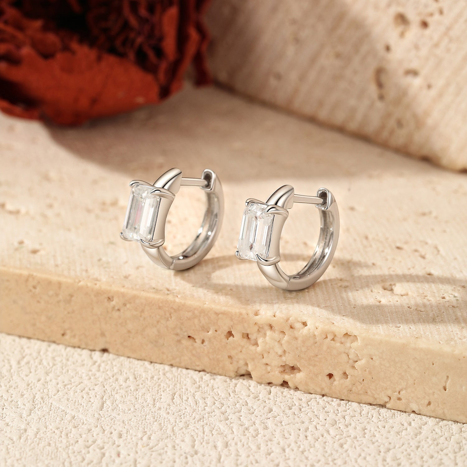 925 Sterling Silver 0.8ct Moissanite Huggie Hoop Earrings 110100118