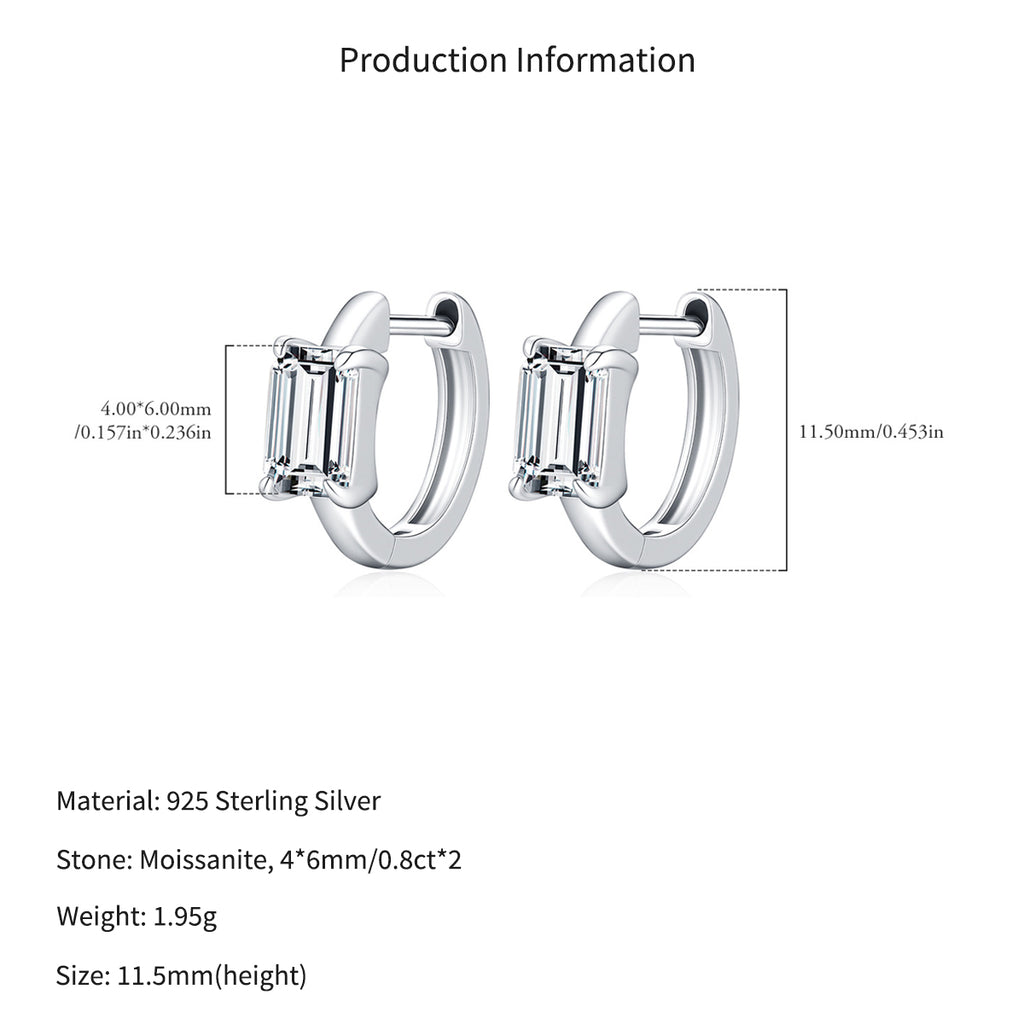 925 Sterling Silver 0.8ct Moissanite Huggie Hoop Earrings 110100118