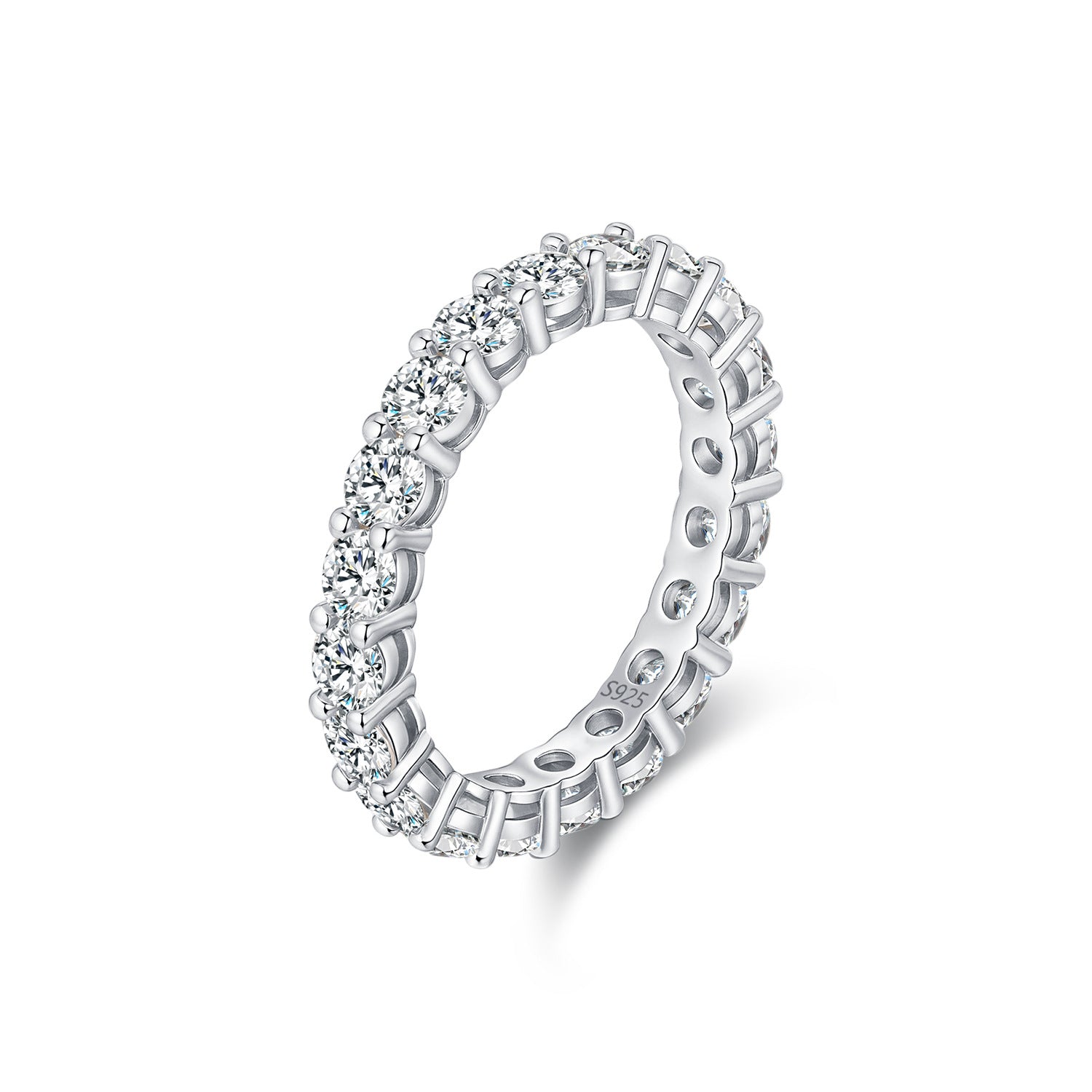 925 Sterling Silver Round Cut Moissanite Eternity Stacking Ring 110200047