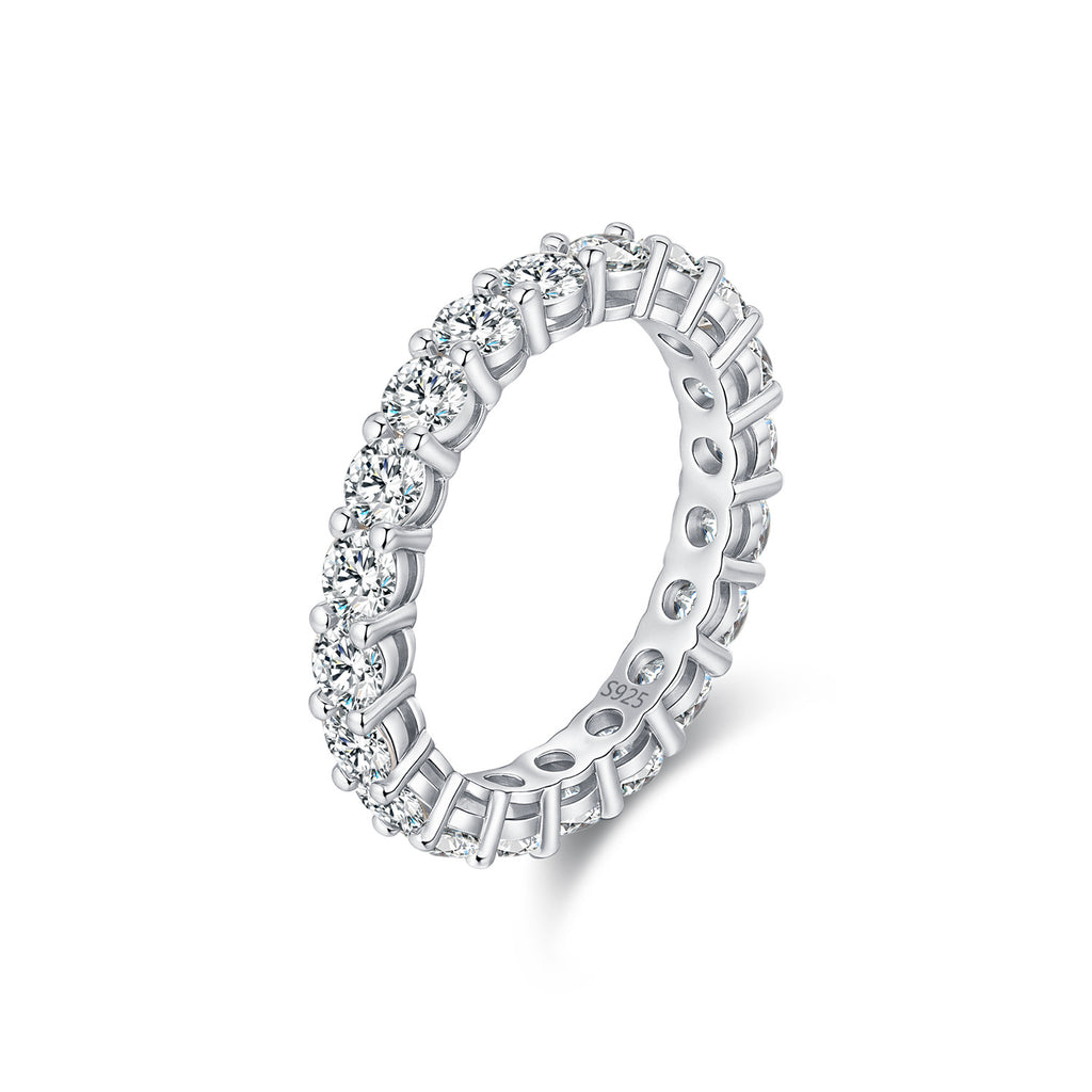 925 Sterling Silver Round Cut Moissanite Eternity Stacking Ring 110200047