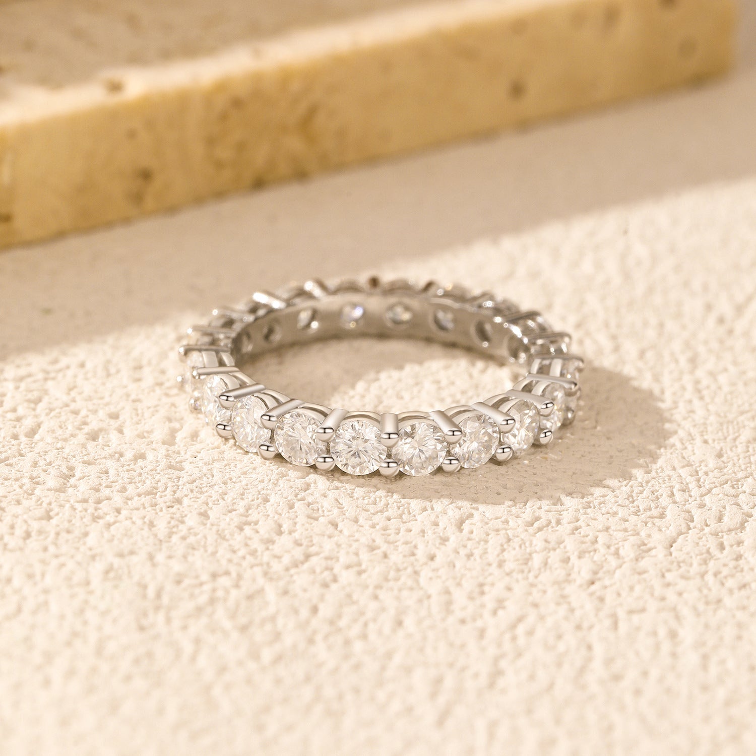 925 Sterling Silver Round Cut Moissanite Eternity Stacking Ring 110200047