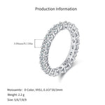 925 Sterling Silver Round Cut Moissanite Eternity Stacking Ring 110200047