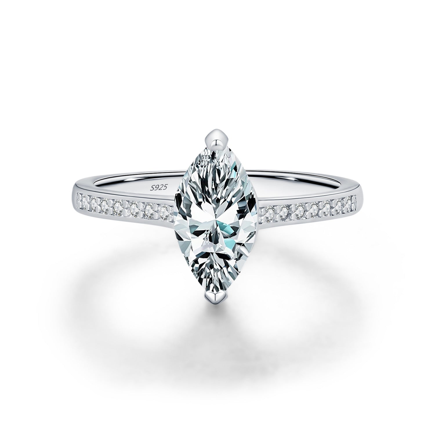 925 Sterling Silver 1ct Marquise Cut Moissanite Ring 110200049