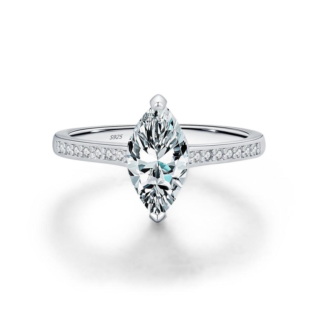 925 Sterling Silver 1ct Marquise Cut Moissanite Ring 110200049